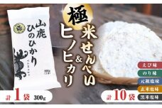 【極み】米せんべい（えび味、のり味、元祖塩味、玄米塩味、黒米塩味） & ヒノヒカリ【せんべい工房】米煎餅 熊本 ひのひかり お米 お米せんべい [ZBQ009]