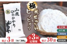 【3回定期便】【極み】米せんべい（えび味、のり味、元祖塩味、玄米塩味、黒米塩味） & ヒノヒカリ【せんべい工房】米煎餅 熊本 ひのひかり お米 お米せんべい せんべい定期 お米セット [ZBQ011]