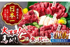 【6回定期便】大満足のボリューム「大満足セット 」 上赤身 約50g×3 大トロ 約50g×1 中トロ 約50g×2 たてがみ 約30g×2 ロース 約50g×1 計410g 専用醤油付き 国産 馬刺し 熊本 山鹿市 霜降り 馬刺 ばさし バサシ おつまみ 小分け【株式会社 利他フーズ】[ZBK020]