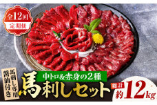 【12回定期便】赤身 & 霜降りの「2種食べ比べセット 」 馬刺し 赤身 約50g×10パック 中トロ 約50g×10パック 専用醤油付き 国産 馬刺し赤身 国内肥育 霜降り中トロ 約1キロ たっぷり 熊本 ばさし バサシ 冷凍 パック 小分け 【株式会社  利他フーズ】[ZBK024]