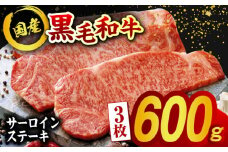 熊本県産 黒毛和牛 サーロイン ステーキ 3枚 約600g 牛肉 ステーキ 国産 和牛 A4ランク以上 A4 A5 冷凍 肉 サーロイン ロース 焼き肉 BBQ バーベキュー 霜降り 高級 九州産 熊本産 山鹿市 贈り物 ギフト 送料無料【有限会社九州食肉産業】 [ZDQ021]