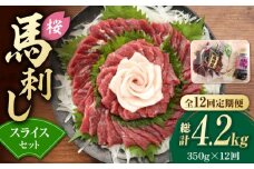 【12回定期便】赤身 馬刺し スライス セット 約350g 純国産 馬刺し 赤身馬刺し コーネ コウネ 小分け 2種 専用タレ付き おろし生姜付き 熊本 馬刺 ばさし バサシ 馬肉 刺身 贈答用 ギフトボックス おつまみ 特産品 山鹿市 送料無料 【有限会社 九州食肉産業】[ZDQ028]