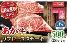 【6回定期便】【数量限定】リブロースステーキ 500g(250g×2枚)【有限会社スイートサプライなかぞの 】リブロース ステーキ ステーキ定期 熊本  [ZBV024]