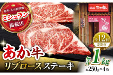 【12回定期便】【数量限定】リブロースステーキ 1kg(250g×4枚)【有限会社スイートサプライなかぞの 】リブロース ステーキ ステーキ定期 熊本  [ZBV028]