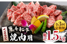 【数量限定】【全3回定期便】くまもと 黒毛和牛 焼肉用 500ｇ【山鹿市（桜屋）】 黒毛和牛 焼き肉用 焼肉 焼き肉 熊本県産 くまもと  [ZBO040]