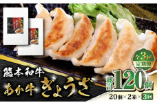 【数量限定】【全3回定期便】熊本和牛 あか牛ぎょうざ 20個×2箱【有限会社 三協畜産】 あかうし 褐毛和種  冷凍 国産  餃子 ぎょうざ ギョウザ 熊本和牛  [ZEB060]