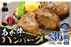 【数量限定】【全6回定期便】あか牛 100％ハンバーグ セット 120g×6個【有限会社 三協畜産】 赤身 赤牛 褐牛 あかうし 褐毛和種  冷凍 国産 牛肉  [ZEB066]
