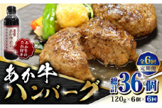 【全6回定期便】あか牛 100％ハンバーグ セット 120g×6個【有限会社 三協畜産】 赤身 赤牛 褐牛 あかうし 褐毛和種  冷凍 国産 牛肉  [ZEB066]