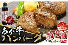 【数量限定】【全12回定期便】あか牛 100％ハンバーグ セット 120g×6個【有限会社 三協畜産】  赤牛 褐牛 あかうし 褐毛和種  冷凍 国産 牛肉  [ZEB083]