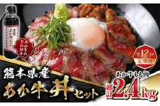 【数量限定】【全12回定期便】熊本県産 あか牛 あか牛丼セット もも肉 200g たれ付き【有限会社 三協畜産】 赤身 赤牛 褐牛 あかうし 褐毛和種  冷凍 国産 牛肉 あか牛丼 牛丼   [ZEB089]