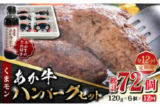 【数量限定】【全12回定期便】くまモン あか牛 ハンバーグ セット　120g×6個【有限会社 三協畜産】九州産 国産 赤身 赤牛 褐牛 あかうし 褐毛和種  冷凍 国産 牛肉  ハンバーグ  [ZEB090]