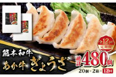 【数量限定】【全12回定期便】熊本和牛 あか牛ぎょうざ 20個×2箱【有限会社 三協畜産】 九州産 国産 赤身 赤牛 褐牛 あかうし 褐毛和種  冷凍 国産  餃子  [ZEB092]