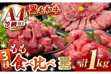 【数量限定】熊本県産 黒毛和牛 もも 食べ比べ セット 約1kg 国産 牛肉 和牛 もも肉 もも焼肉用 薄切り ブロック 焼き肉 BBQ バーベキュー 食べ比べ A4ランク以上 A4 A5 高級 九州産 熊本県産 山鹿市【九州食肉産業】[ZDQ054]