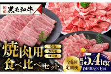 【数量限定】【6回定期便】熊本県産 黒毛和牛 焼肉用 食べ比べ セット 約900g 国産 牛肉 和牛 もも カルビ ロース 焼き肉 BBQ バーベキュー 贅沢 3種 食べ比べ A4ランク以上 A4 A5 高級 九州産 熊本県産 山鹿市【九州食肉産業】[ZDQ060]