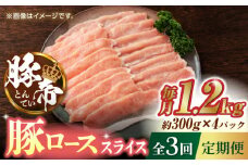 【3回定期便】豚帝 豚ロース スライス 1200g（300g×4pc）【KRAZY MEAT(小田畜産)】 肉 豚ロース スライス 国産 熊本県  [ZCP054]