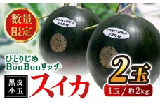 【数量限定】【先行予約】ひとりじめBonBonリッチ～黒皮小玉 スイカ 2玉～ 西瓜 小玉すいか くまもと 果物  熊本県産 すいか スイカ 小玉 熊本県 名産 黒 ブラック フルーツ 旬 甘い ひとりじめ シャリシャリ 送料無料 山鹿市【とみおか農園】[ZEM002]