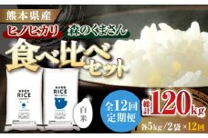 《 新米先行予約 》【全12回定期便】2025年10月より順次発送  【食べ比べセット 】ヒノヒカリ ・ 森のくまさん 白米 各5kg【有限会社  農産ベストパートナー】各5kg 精米 特A ヒノヒカリ ひのひかり 森のくまさん 特産品 コメ 米 お米 熊本県 熊本県産  [ZBP085]