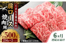 【6回定期便】くまもと黒毛和牛 焼肉用 肩ロース 500g（250g×2pc）【馬刺しの郷 民守】 熊本県産 九州産 和牛 お肉 肉 バラ 黒毛和牛  [ZBL092]