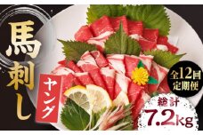 【12回定期便】ヤング馬刺し 計600g（6pc）＋タレ大 馬刺し ヤング 馬刺し 馬肉 桜肉 馬 肉 便利 小分け 6パック タレ付き コリコリ 歯ごたえがある 首周りのお肉 冷凍 生食 肉食 刺身 九州 熊本県 特産品 山鹿 送料無料 【馬刺しの郷 民守】[ZBL103]