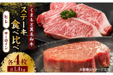 くまもと黒毛和牛 ステーキ食べ比べ ヒレステーキ×4枚 サーロインステーキ×4枚【馬刺しの郷 民守】 サーロイン ヒレ 赤身 食べ比べ セット 霜降り ステーキセット  [ZBL028]