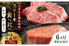 【6回定期便】くまもと黒毛和牛 ステーキ食べ比べ ヒレステーキ×2枚 サーロインステーキ×2枚【馬刺しの郷 民守】  食べ比べ セット 霜降り ステーキセット  [ZBL086]