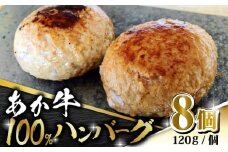 あか牛 100% ハンバーグ 120g × 8個【有限会社 三協畜産】あかうし 赤牛 牛肉 熊本 褐毛和種 お肉 ヘルシー  [ZEB099]