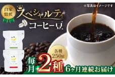 【6回定期便】【豆のまま】自家焙煎 スペシャルティコーヒー 豆 （ 250g × 2種 ）約40杯分【かきやま果実】珈琲豆  深煎 中煎 コーヒー豆 焙煎 熊本 コーヒー豆定期 おうちカフェ [ZCJ016]