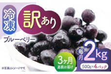 【先行予約】【3回定期便】【訳あり】 冷凍ブルーベリー 小粒 約2kg（約500g×4pc） 【すみれファーム】 [ZEP050]