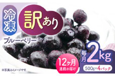 【先行予約】【12回定期便】【訳あり】 冷凍ブルーベリー 小粒 約2kg（約500g×4pc） 【すみれファーム】 [ZEP056]