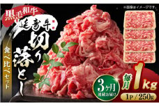 【3回定期便】熊本県産 黒毛和牛 × あか牛 切り落とし 食べ比べ 約 1kg【有限会社 九州食肉産業】 [ZDQ103]