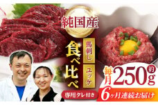 【6回定期便】 【純国産】熊本の味 「桜」 馬刺し 晩酌セット (赤身・ユッケ) 約250g タレ付 国産 馬刺し 赤身 ユッケ 桜納豆 馬肉 桜肉 ヘルシー 専用タレ 小分け おろし生姜 低カロリー 高タンパク 冷凍 ギフト 贈答用 山鹿市 送料無料 定期便【有限会社 九州食肉産業】 [ZDQ145]