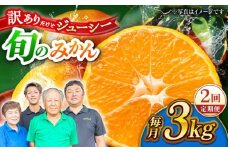 【先行予約】【数量限定】【2回定期便】【訳あり】家庭用 みかん 約3kg 詰め合わせ 柑橘【合同会社 社方園】 [ZBZ033]
