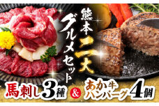 熊本旅行気分！ 馬刺しとあか牛ハンバーグセット【株式会社 利他フーズ】 [ZBK037]