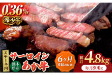 【6回定期便】あか牛サーロイン ステーキ用 約800g（約200g×4枚）【吉里精肉】 [ZEW052]