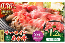 【3回定期便】あか牛サーロイン スライス 約400g（約200g×2pc）【吉里精肉】 [ZEW054]