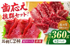 【6回定期便】赤身・肩ロース馬刺し 食べ比べセット 約360g（赤身 約100g×2pc・肩ロース 約80g×2pc）【吉里精肉】 [ZEW040]
