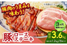 【3回定期便】豚ロースステーキ 約1.2kg（約150g×8枚）【吉里精肉】 [ZEW090]