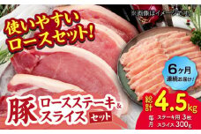【6回定期便】豚ロースステーキ＆スライスセット 約750g（ステーキ用 約150g×3枚・スライス 約300g×1pc）【吉里精肉】 [ZEW100]