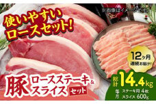 【12回定期便】豚ロースステーキ＆スライスセット 約1.2kg（ステーキ用 約150g×4枚・スライス 約300g×2pc）【吉里精肉】 [ZEW104]