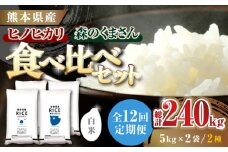 《 新米先行予約 》【全12回定期便】2025年10月より順次発送  食べ比べセット 20kg ヒノヒカリ ・ 森のくまさん 白米 各10kg【有限会社  農産ベストパートナー】 [ZBP140]