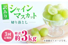 　【3回定期便】　訳あり シャインマスカット 切り落とし 約1kg  【合同会社 社方園】 [ZBZ047]