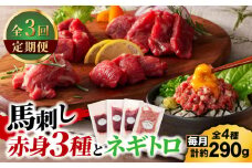 【全3回定期便】【熊本特産】赤身馬刺し3種とネギトロの詰め合わせ 3891【有限会社スイートサプライなかぞの】 [ZDT173]