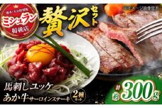 くまもとあか牛サーロインステーキと厳選馬刺しユッケ贅沢セット 計約300g【有限会社 スイートサプライなかぞの】 [ZBV093]