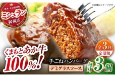 【全3回定期便】　【数量限定】くまもとあか牛100%手ごねハンバーグ　デミグラスソース煮込み（約300ｇ×３個　デミグラスソース込み）　【有限会社スイートサプライなかぞの】 [ZBV100]