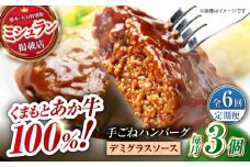 【全6回定期便】　【数量限定】くまもとあか牛100%手ごねハンバーグ　デミグラスソース煮込み（約300ｇ×３個　デミグラスソース込み）　【有限会社スイートサプライなかぞの】 [ZBV101]