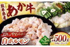 【全3回定期便】あか牛 白 ホルモン 500g (250g×2P) 【合同会社　長岡フーズ】 [ZFR050]