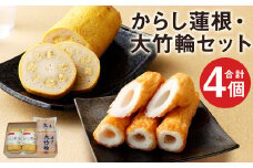 からし蓮根・大竹輪 セット 2種類×各2個 計4個 れんこん ちくわ 揚げたて《90日以内に出荷予定(土日祝除く)》