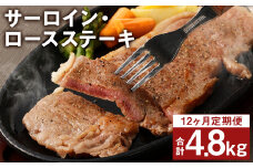 【12回定期便】熊本県産 黒毛和牛 サーロイン・ロース ステーキ 400g ブラックペッパー付 牛 肉【申込み翌月から出荷】