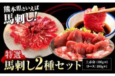 特選馬刺しセットC 合計400g 2種類 セット 上赤身100g×2 ロース100g×2 有限会社七城町特産品センター《90日以内に出荷予定(土日祝除く)》熊本県 菊池市 馬肉 馬刺し 食べ比べ 詰め合わせ ブロック 冷凍 送料無料