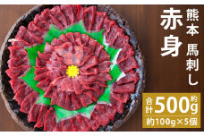 熊本 馬刺し 赤身 約500g (約100g×5個) 生姜 タレ付き 馬刺 馬肉【90日以内に出荷予定（土日祝除く）】